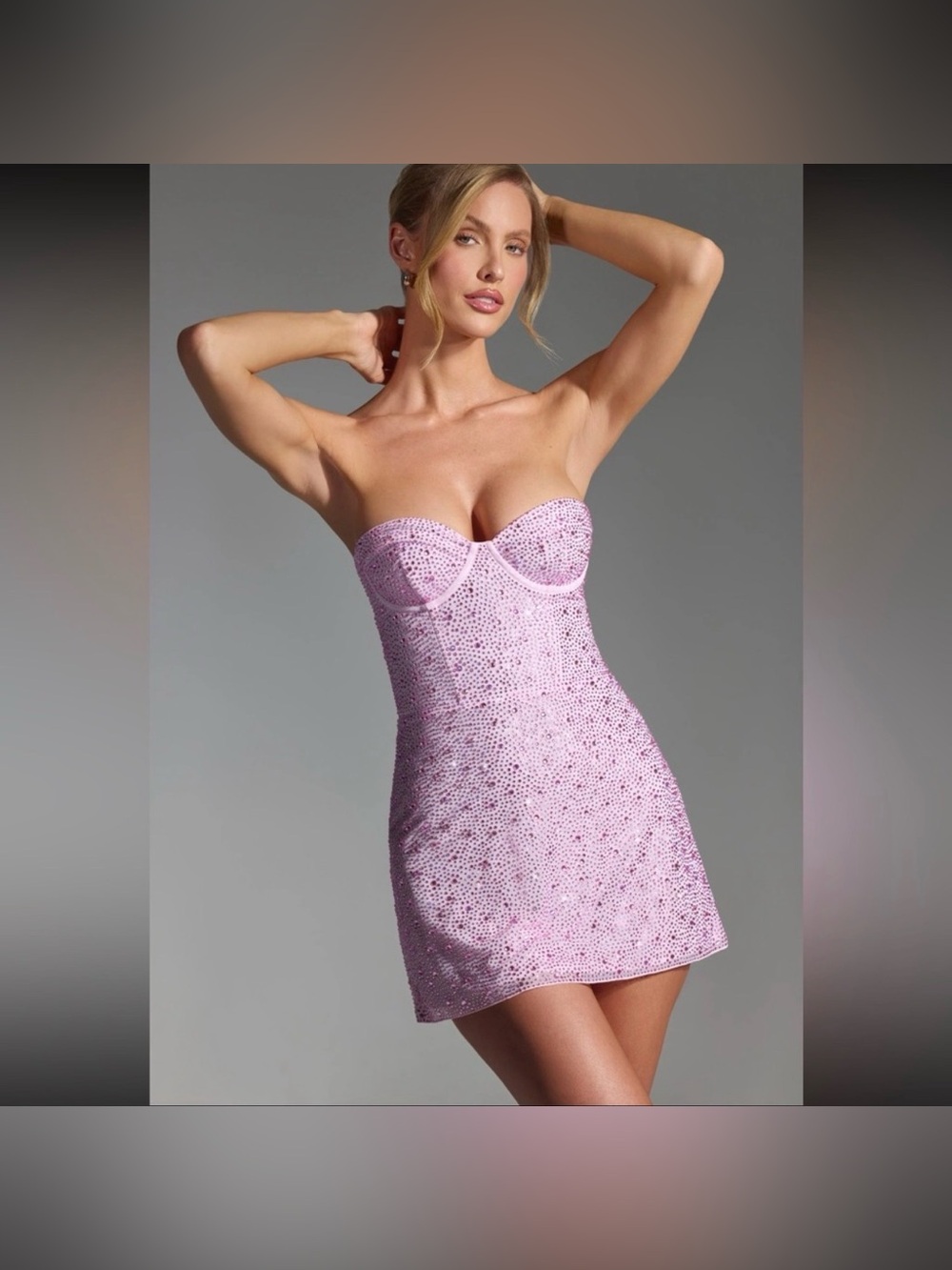Oh Polly Pink Sequin Mini Dress with removable straps
